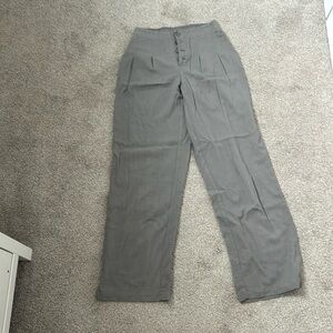 Beige linen wide leg pants
